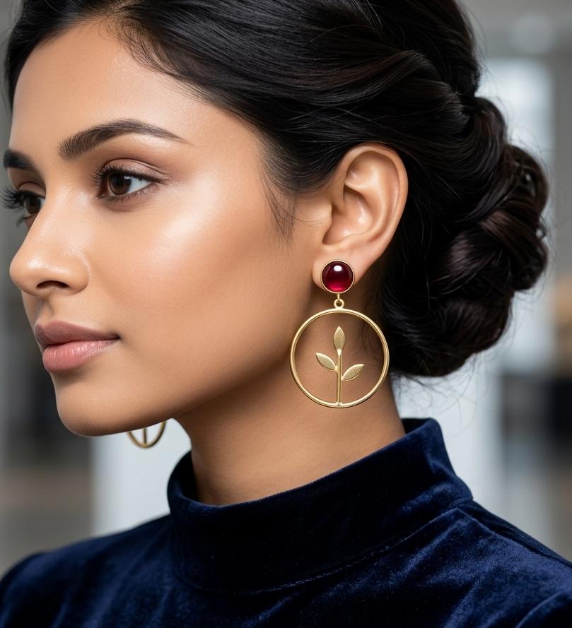 Brush and Monalisha Stone Earring V from Saj Kotha